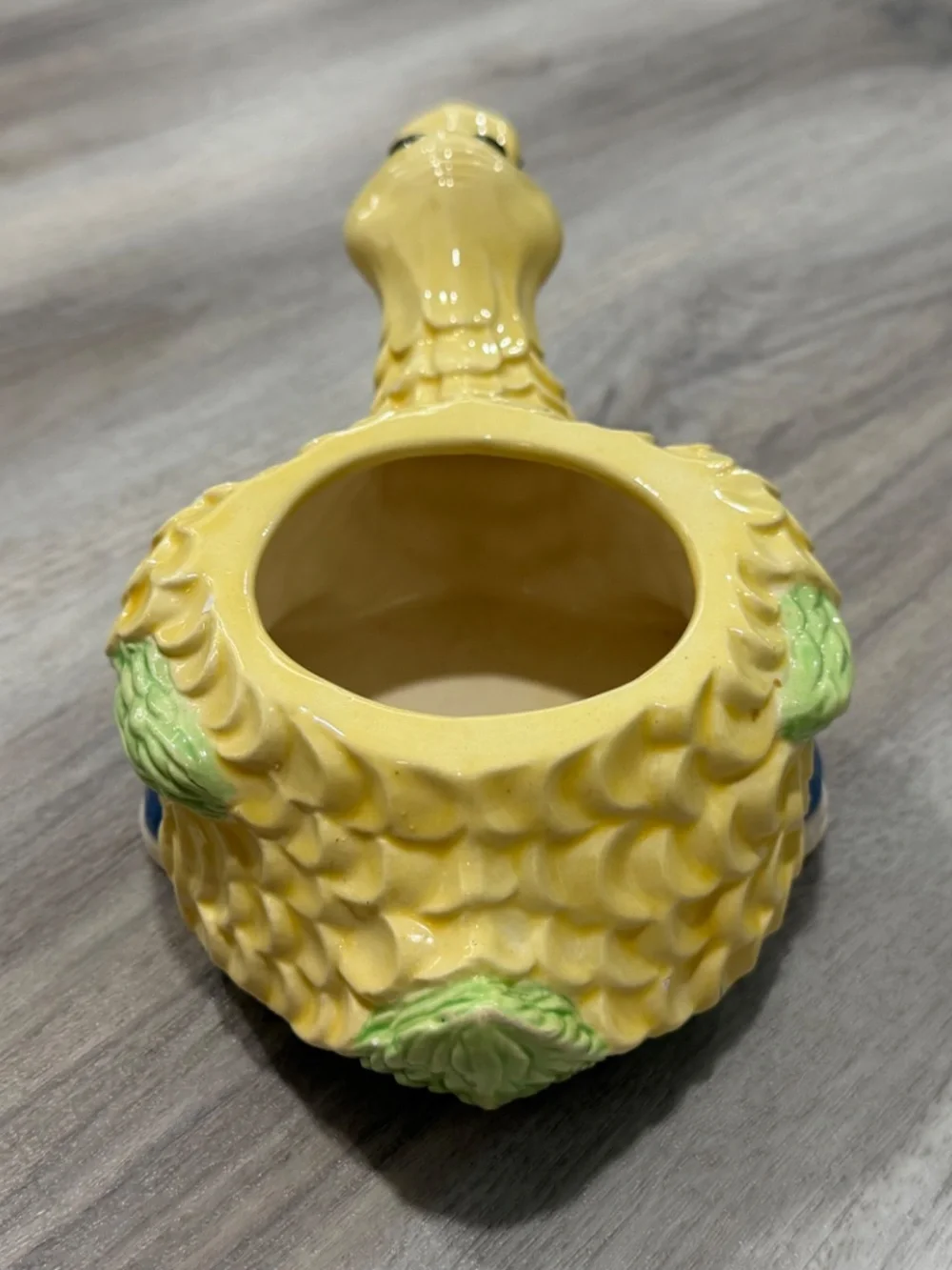 Vintage Ceramic Duck Planter Yellow Bird Vase Sneaker Base